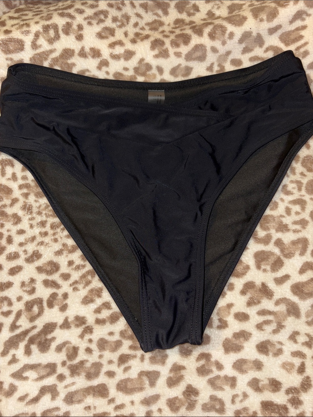 SHEIN Black High Cut Bikini Bottom